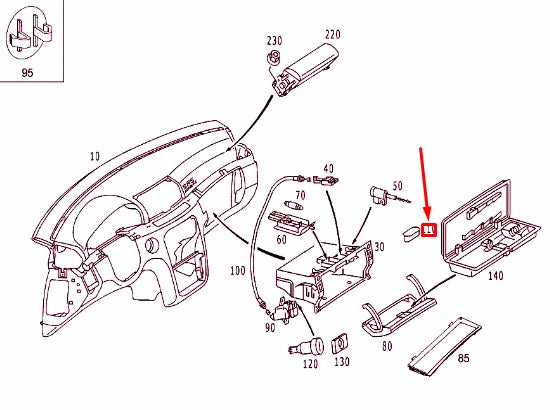 NEW MERCEDES-BENZ S-CLASS W220 GLOVE COMPARTMENT PLUG A2109970086 ORIGINAL