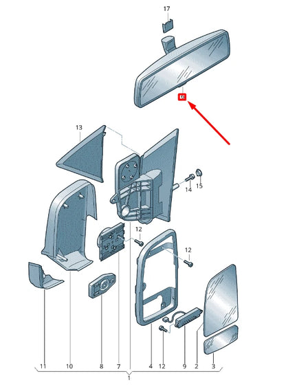 NEW VOLKSWAGEN CRAFTER 2F MK1 INTERIOR REAR VIEW MIRROR 2E0857511