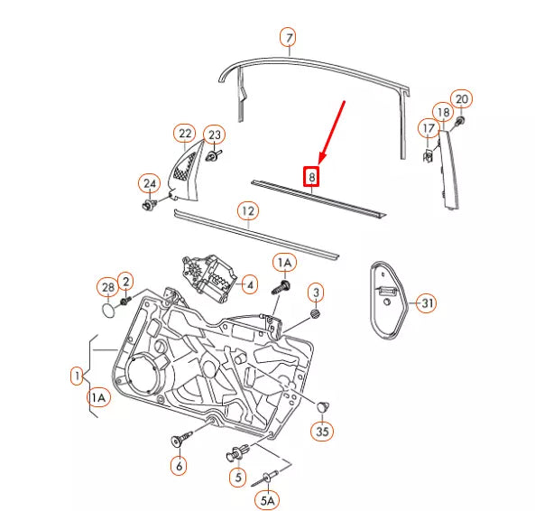 NEW VW GOLF MK6 FRONT LEFT DOOR WINDOW OUTER APERTURE SEAL 5K3837477D5AP