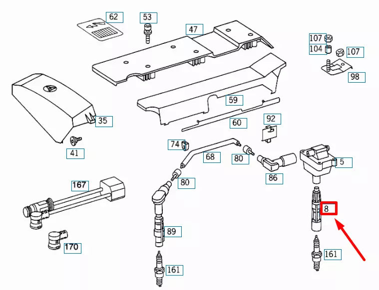 NEW MERCEDES-BENZ SL R129 SPARK PLUG CONNECTOR A0001593642 ORIGINAL