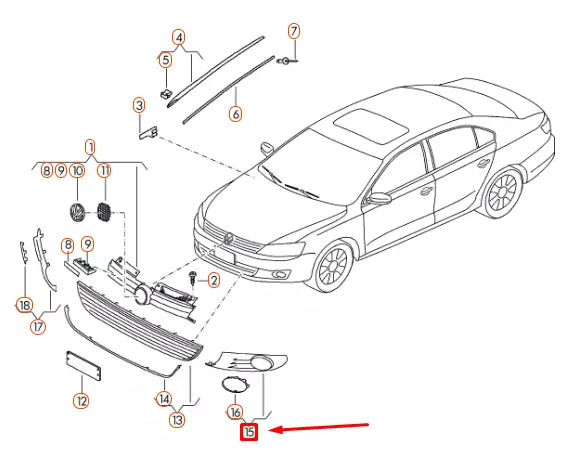 NEW VW JETTA A6 FRONT BUMPER LEFT VENT GRILLE 5C68536659B9 ORIGINAL