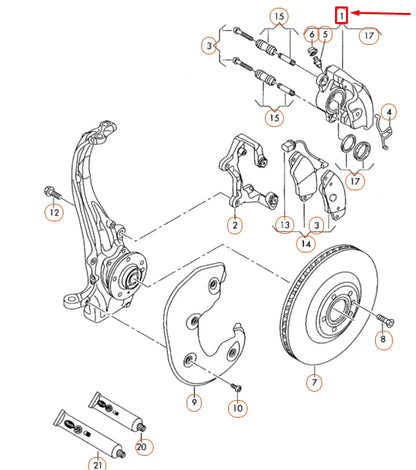 NEW AUDI Q5 8R FRONT LEFT BRAKE CALIPER HOUSING 8K0615123J ORIGINAL