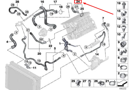 NEW BMW 7 F01, F02 TURBOCHARGER COOLANT FEED LINE 11537583902 7583902 ORIGINAL