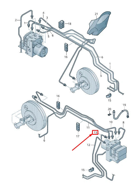 NEW VW AMEO RIGHT BRAKE PIPE FROM HYDRAULICS TO BRAKE HOSE RHD 6RG614742