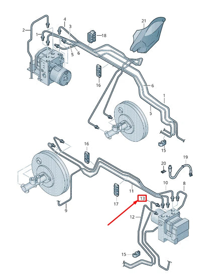 NEW VW AMEO RIGHT BRAKE PIPE FROM HYDRAULICS TO BRAKE HOSE RHD 6RG614742