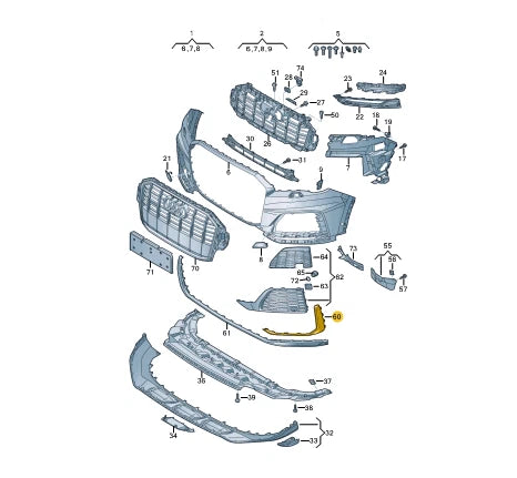 NEW AUDI Q7 4M FRONT LEFT BUMPER GRILLE TRIM 4M0853299AT94