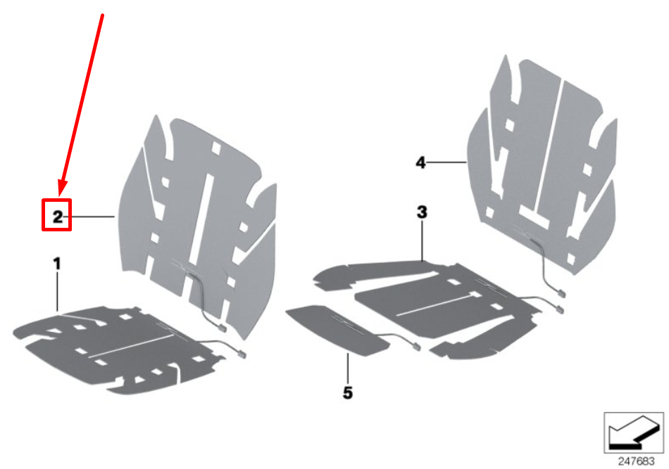 new bmw f23 front seat basic backrest heating eleme. 64117243563 7243563