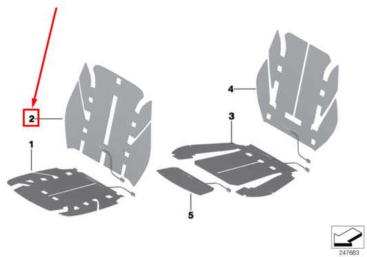 new bmw f23 front seat basic backrest heating eleme. 64117243563 7243563