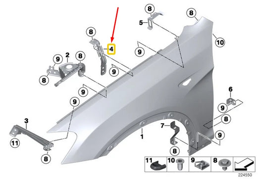 NEW BMW X3 F25 FRONT LEFT SIDE PANEL REAR BRACKET 41357267335 ORIGINAL