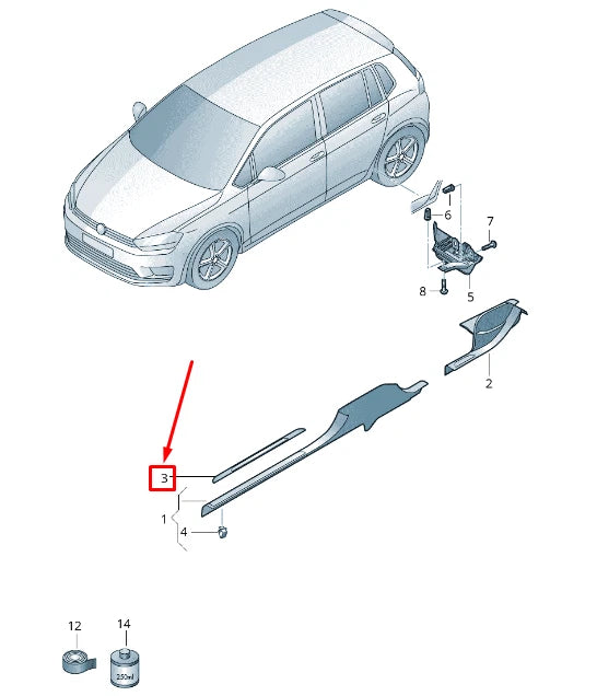 NEW VW TOURAN 5T FRONT INTERIOR SILL TRIM STRIP 510853537ETW7