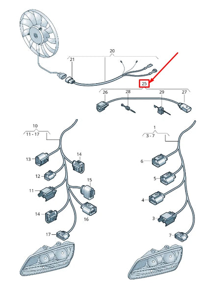 NEW VW SHARAN 7N CRASH SENSOR ADAPTER CABLE LOOM 7N0971677C