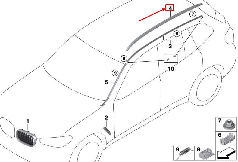 new bmw x3 g01 left roof railing 51137414349 original