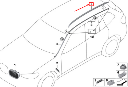 new bmw x3 g01 left roof railing 51137414349 original