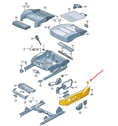 NEW VOLKSWAGEN ID.3 E11 FRONT RIGHT SEAT FRAME TRIM 10A881318C4PK ORIGINAL