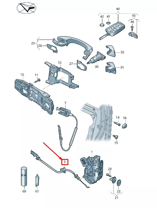 NEW VW T-ROC A1 FRONT LEFT INNER DOOR LOCK BOWDEN CABLE 2GA972295