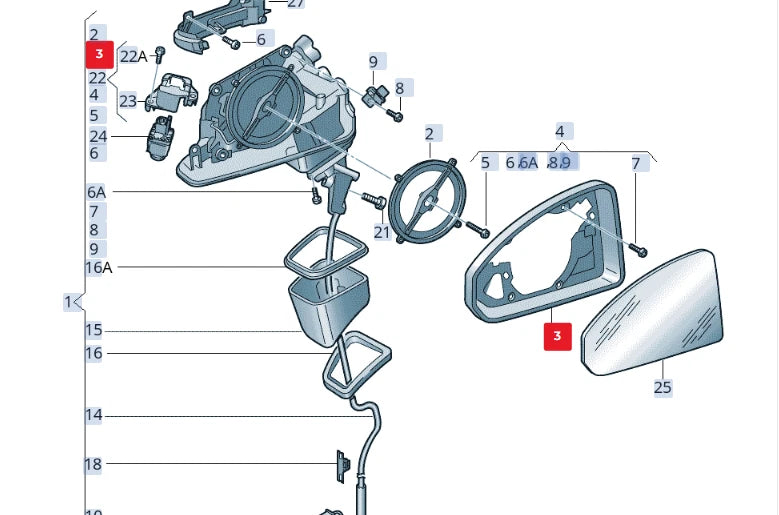 NEW AUDI Q7 4M FRONT RIGHT DOOR MIRROR FRAME 4M08572409B9 ORIGINAL