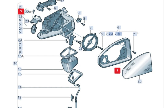 NEW AUDI Q7 4M FRONT RIGHT DOOR MIRROR FRAME 4M08572409B9 ORIGINAL