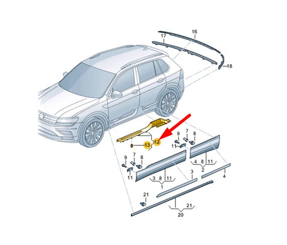 NEW VOLKSWAGEN TIGUAN AD MK2 FRONT LEFT SILL TRIM STRIP 5NA853369QESN ORIGINAL