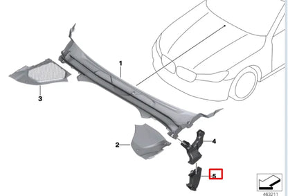 NEW BMW 5 G30 RIGHT BOTTOM WATER DRAIN CHANNEL 61667357248 ORIGINAL