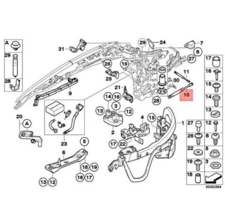 NEW BMW 3 CABRIO E93 MAIN PILLAR TOP GAS PRESSURIZED SPRING 54377128764 ORIGINAL