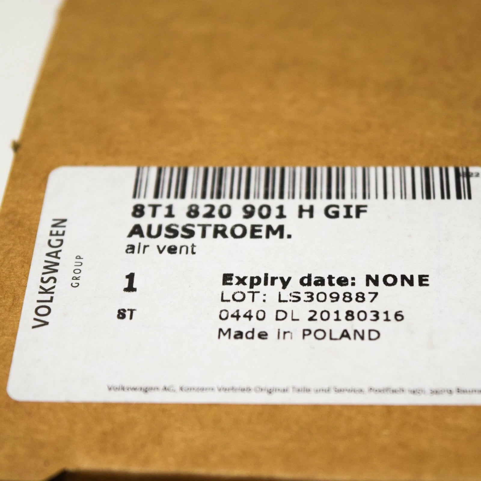 NEW AUDI A5 8T DASHBOARD LEFT AIR VENT HEATER DUCT LHD 8T1820901HGIF