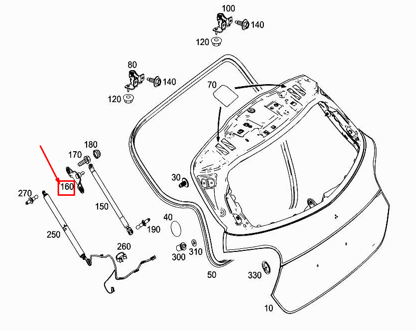 new mercedes-benz gla x156 rear gas pressure spring bracket a1567400114 original