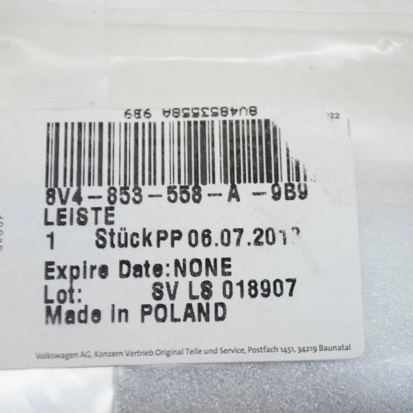 NEW AUDI A3 8V REAR RIGHT SILL TRIM STRIP 8V4853558A9B9