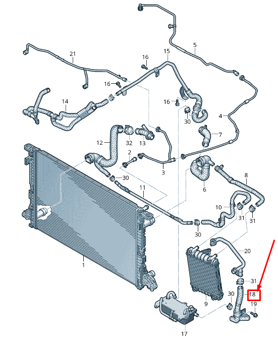 new audi a4 avant b9 engine coolant hose 8w0122448s original