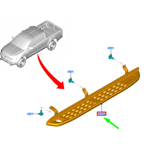 new ford ranger t6 mk1 right side step assy 2343156 jb3b-16450-ac original