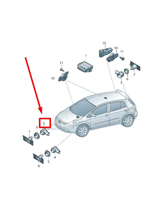 NEW VW AMAROK 2H, S1B REAR SILVER PDC PARKING SENSOR 1S0919275CBT5