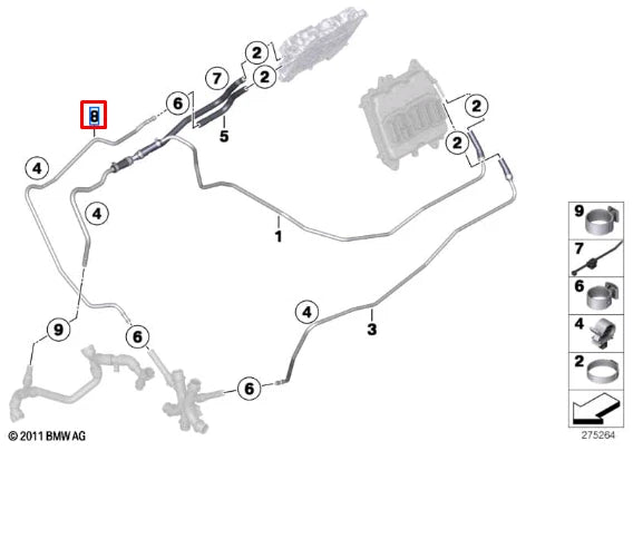 NEW BMW M5 F10 ENGINE WATER COOLANT HOSE PIPE 17122284339 ORIGINAL