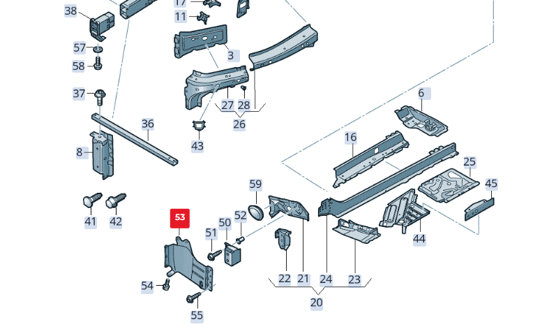 new audi q8 4mn floor end support cover 4m8803598b original