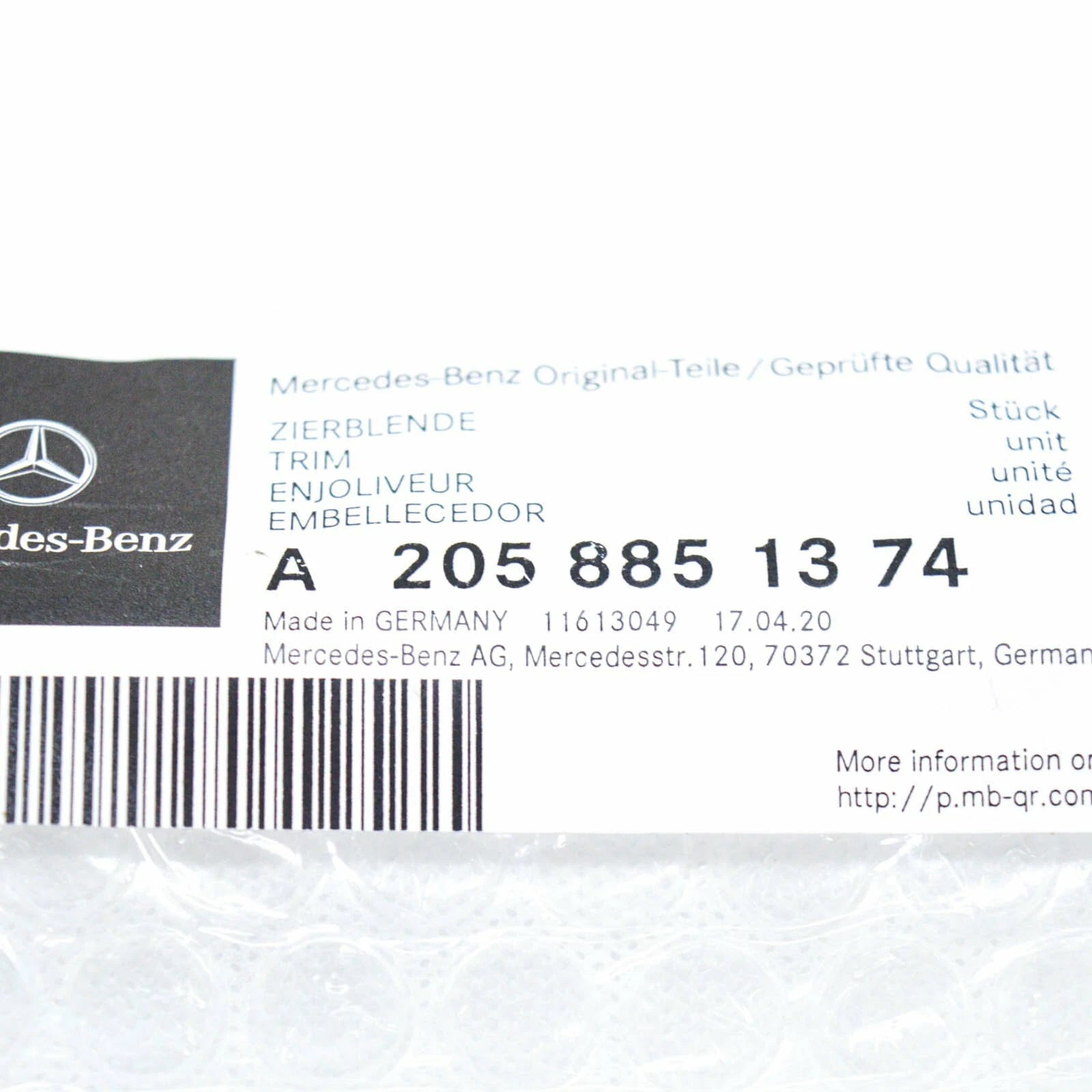 NEW MERCEDES-BENZ C-CLASS W205 FRONT BUMPER LEFT MOLDING TRIM A2058851374