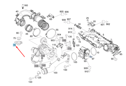 new mb a w176 intake manifold to cylinder gead cover bracket a2700900141