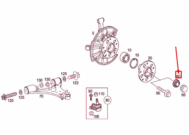 NEW MERCEDES-BENZ A W169 FRONT STEERING KNUCKLE COLLAR NUT A1693350072 ORIGINAL