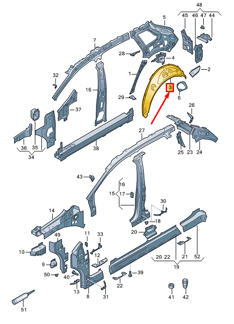 new audi q4 e-tron rear left arch liner 89a809411 original