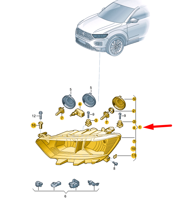 new volkswagen t-roc a11 front right headlight lhd 2ga941006b original