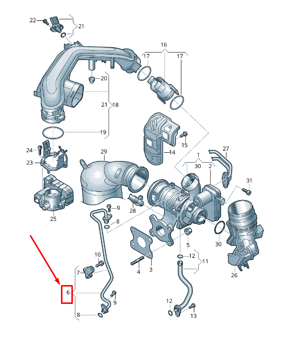 new vw touran 5t turbocharger supply pipe 04c145140c original