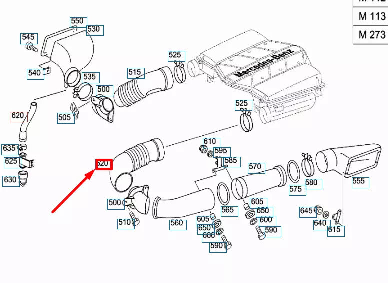 NEW MERCEDES-BENZ G W463 LEFT AIR INTAKE PIPE HOSE A4635001075 ORIGINAL