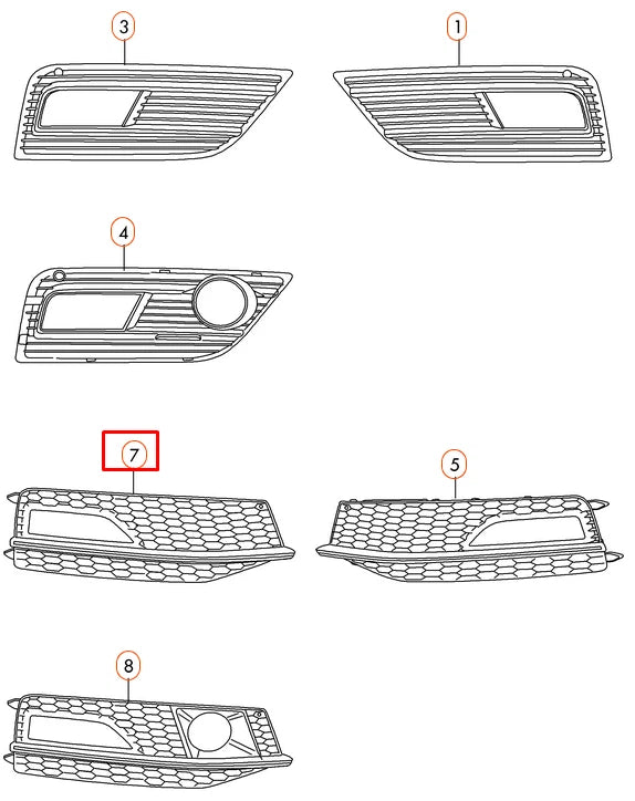 NEW AUDI A4 B8 S4 FOG LIGHT GRILL FRONT RIGHT 8K0807682T01C