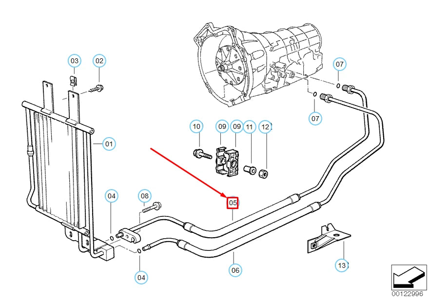 NEW BMW 3 E36 TRANSMISSION OIL COOLER HOSE PIPE INLET 17221433000 1433000