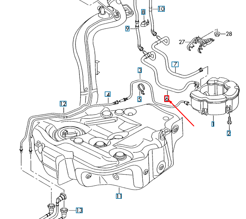 NEW AUDI A3 8P CHARCOAL CANISTER BREATHER LINE 1K0201160AS ORIGINAL