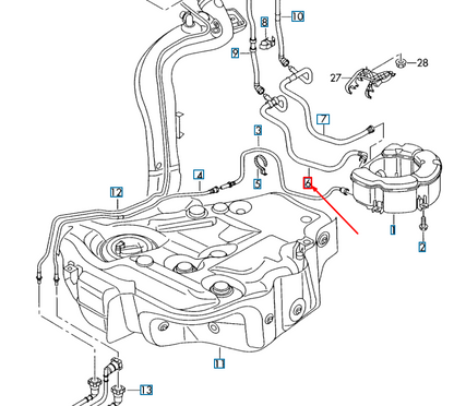 NEW AUDI A3 8P CHARCOAL CANISTER BREATHER LINE 1K0201160AS ORIGINAL