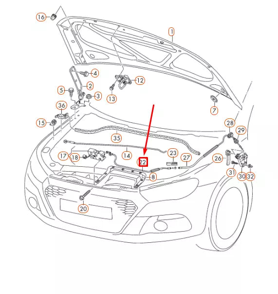 NEW VW SCIROCCO MK3 ENGINE HOOD LID LOCK RELEASE CABLE LHD 1K8823531B ORIGINAL