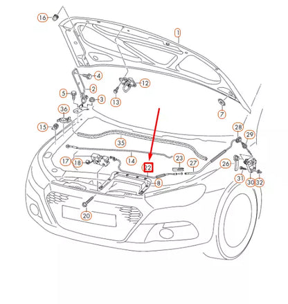 NEW VW SCIROCCO MK3 ENGINE HOOD LID LOCK RELEASE CABLE LHD 1K8823531B ORIGINAL