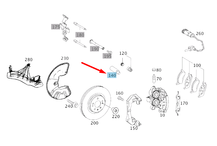 NEW MERCEDES-BENZ ML W166 FRONT WHEEL BRAKE GUIDE PIN A0004216274 ORIGINAL