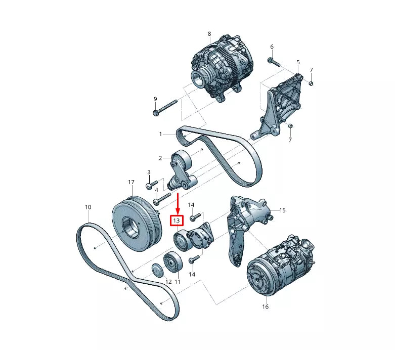 NEW AUDI Q8 4M ACCESSORY DRIVE BELT TENSIONER 0P2260938C ORIGINAL