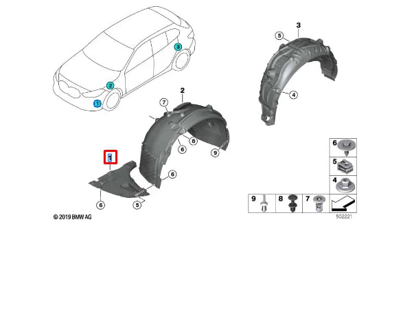 NEW BMW 1 F40 FRONT RIGHT WHEEL ARCH COVER 51757447034 ORIGINAL