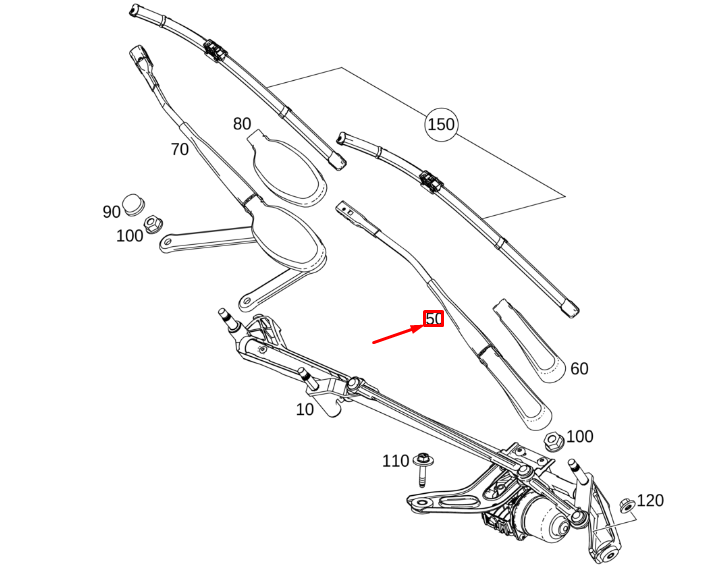 new mercedes-benz glb x247 front right wiper arm rhd a2478201501 original