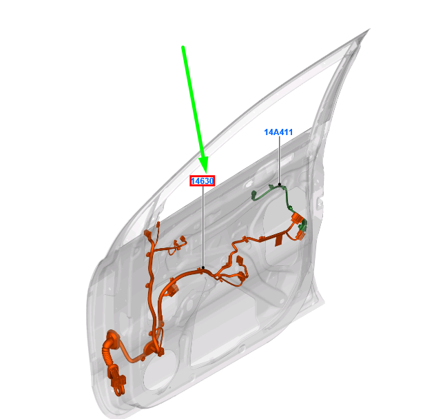 new ford ranger t6 mk1 front right door wire 1925131 ab39-14a584-auk original